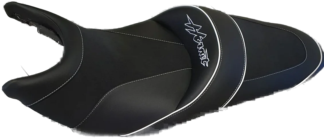 Przerobiona kanapa Honda Hornet 900 CB900F — granatowy panel, biała lamówka i biały haft Hornet z fabrycznym logo